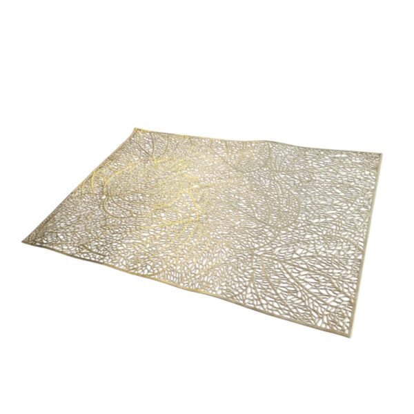 Individual Navideño Rectangular Dorado Hojas